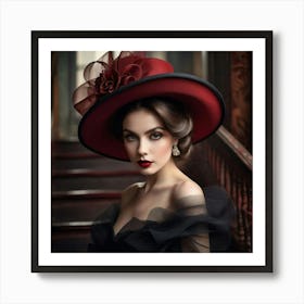 Victorian Woman In Hat Art Print