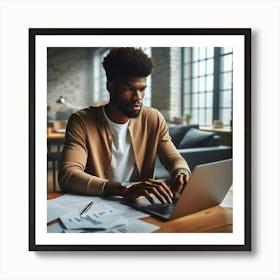 Businessman Working On Laptop 2 Art Print