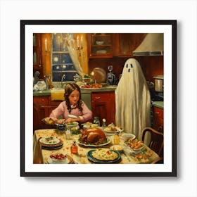 Ghost At The Dinner Table Art Print