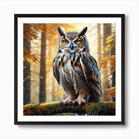 Owl In The Forest 157 Art Print