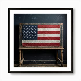 An Antique American Flag Resplendent With Immaculate Red Stars Scattered Against A Deep Blue Backgr (1) Art Print