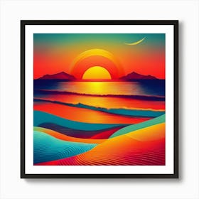 Sunset In The Desert 4 Art Print