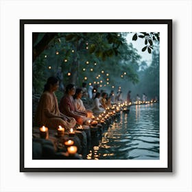 A Spiritual Light Festival Imbued With The Essence Of Faith Glow Of Sacred Lanterns Adorning An Anc (4) Art Print