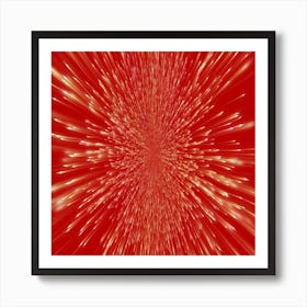 Abstract Red Light Burst Rays Pattern Center Abstract Red White Art Print