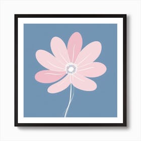 A White And Pink Flower In Minimalist Style Square Composition 316 Art Print