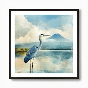 Creatai 24830 Vintage Illustration Of Blue Heron Bird Standin 9557a4d6 5a17 4686 A7a3 6437609cd5c8 3 Art Print