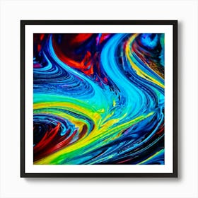 Vibrant Abstract Digital Painting Chaotic Beauty Perceived Through Swirls Of Electric Neon Hues Fl Art Print