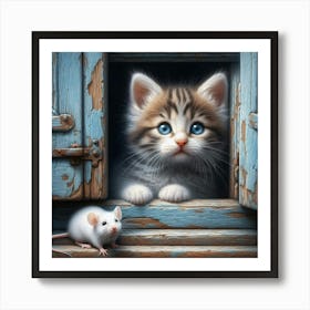 Kitten And Mouse Art Print