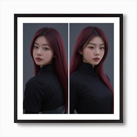 Asian Girl With Red Hair Poster