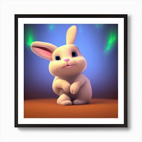 Cute White Bunny 3d Illustration Art Print