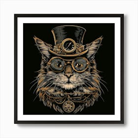 Steampunk Cat 6 Art Print