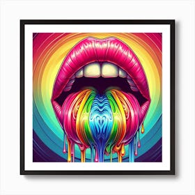 Psychedelic Lips Art Print