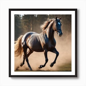 Horse Galloping In The Field Art Print