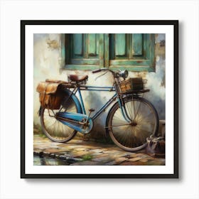 Blue Bicycle Art Print