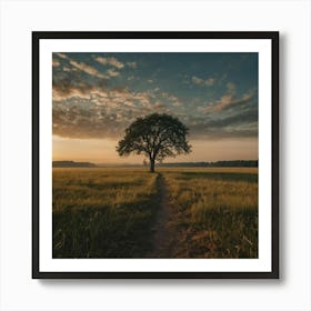 Lone Tree In The Field Art Print