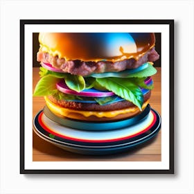 Hamburger On A Plate Art Print