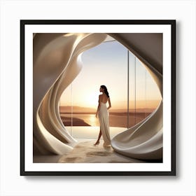 Woman In A White Dress 1 Art Print