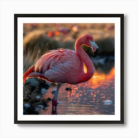 Flamingo At Sunset 9 Art Print