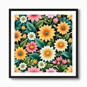 Floral Seamless Pattern 7 Art Print