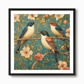 Three Birds On A Branch Art 9 Art Print