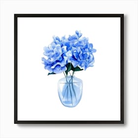 Watercolor Blue Floral 22 Art Print