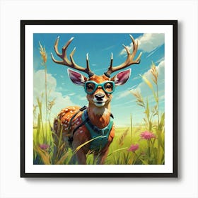 Deer In The Grass 1 Art Print