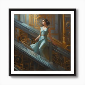 Woman On The Stairs 1 Art Print