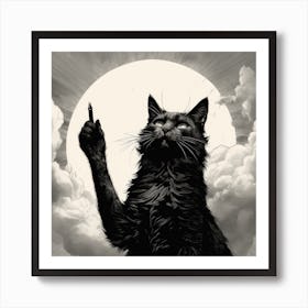 Cat Pointing Up The Sky Above Art Print