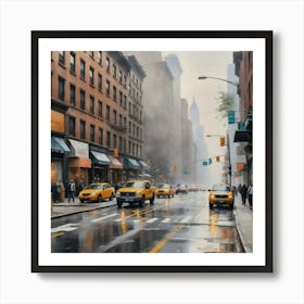 Busy Streets View New York City Taxis Art Print