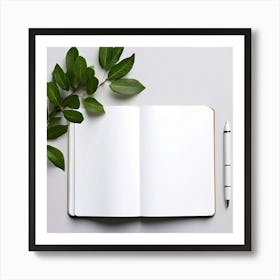 Mock Up Blank Pages Open Book Spread Unmarked Writable Notebook Journal White Clean Min (22) Art Print