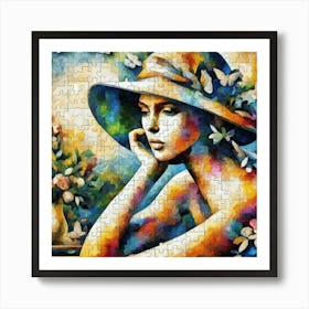 Abstract Puzzle Art French woman 2 Art Print