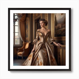 Portrait Of A Woman In A Gown Art Print