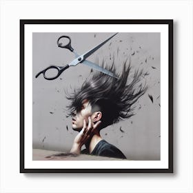 Scissors Cutting Hair Art Print