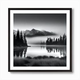 Black And White Mountain Landscape 19 Art Print