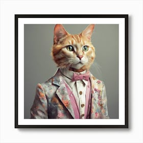 Cat In A Suit Art Print