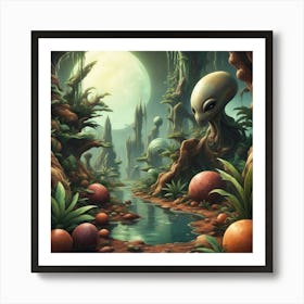 Aliens In The Jungle 1 Art Print