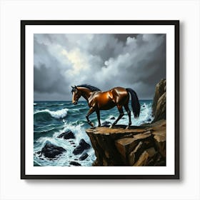 Horse On Cliff 2 Art Print