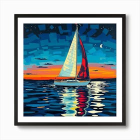 Sailboat At Sunset 7 Poster