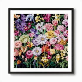 Flowers And Butterflies 3 Art Print