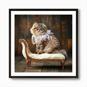 Persian Cat Sitting On A Chair Art Print