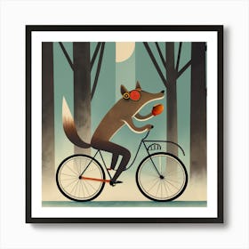 Fox On A Bike 5 Art Print