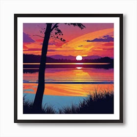 Sunset By The Lake 60 Art Print