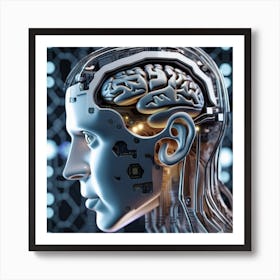 Human Brain With Artificial Intelligence 20 Art Print