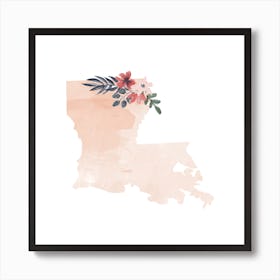 Louisiana Watercolor Floral State Art Print