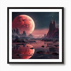 An Alien Planet With Red Sky 1:7 Art Print