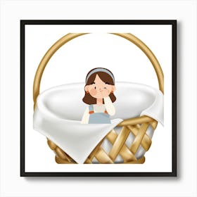 Girl In A Basket Art Print