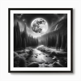 Full Moon In The Forest Art Print