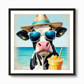 Cow At The Beach Art Print