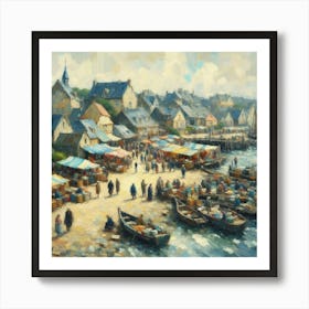 Harbor Village, Acrylic Painting Style Art Print