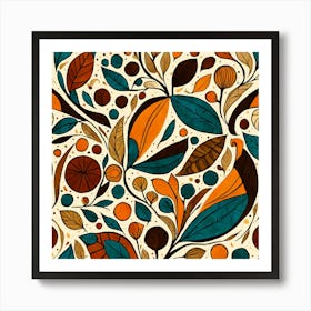 Seamless Pattern, Floral Pattern, Abstract Piece With Organic Shapes And Earthy Colors art print Art Print